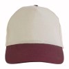 Casquette en coton naturel, 5 panneaux, visière colorée, fermeture velcro