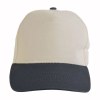Casquette en coton naturel, 5 panneaux, visière colorée, fermeture velcro