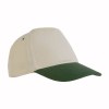 Casquette en coton naturel, 5 panneaux, visière colorée, fermeture velcro