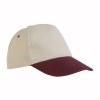 Casquette en coton naturel, 5 panneaux, visière colorée, fermeture velcro