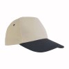 Casquette en coton naturel, 5 panneaux, visière colorée, fermeture velcro