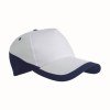 Casquette en coton, 5 panneaux , base blanche et bordures colorées, fermeture velcro