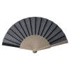 Éventail en tissu polycoton (coton + polyester) avec manche en bois, longueur 23 cm