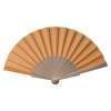 Éventail en tissu polycoton (coton + polyester) avec manche en bois, longueur 23 cm