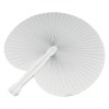 Éventail en papier coloré avec manche en plastique blanc, longueur 26 cm