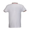 Polo 100% coton piqué 180g/m2, mancese courtes, bordures tricolores et fermeture avec 2 bo