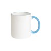 Tasse en céramique blanche avec bordures et manche colcorés adaptèe au lave-vaisselle et f