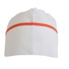 Toque de chef 30 % coton / 70% polyester blanc avec bordure colorée. Taille unique