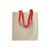 Shopper avec soufflet en coton naturel 220g/m2, anses longues colorées