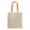Shopper avec soufflet en coton naturel 220g/m2, anses longues colorées