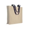 Shopper avec soufflet en coton naturel 220g/m2, anses longues colorées
