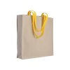 Shopper avec soufflet en coton naturel 220g/m2, anses longues colorées