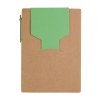 Bloc note en papier recyclé, avec stylo en carton et feuillets adhésifs
