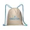 Sac à dos en coton naturel avec fermeture en cordon et cordons colorés