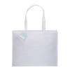 Shopper avec soufflet en R-PET (plastique recyclé). hanses longues
