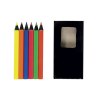 Set de 6 crayons en bois colorés fluo, section cylindrique, dans boite en bois