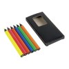 Set de 6 crayons en bois colorés fluo, section cylindrique, dans boite en bois