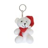 Porte cles en polyester en forme d ours de Noel en peluche
