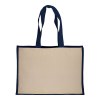 Tote-bag avec soufflet en coton 280 g/m2, détails en toile de jute, anses longues