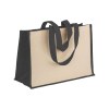 Tote-bag avec soufflet en coton 280 g/m2, détails en toile de jute, anses longues