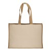Tote-bag avec soufflet en coton 280 g/m2, détails en toile de jute, anses longues