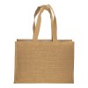 Tote-bag avec soufflet en coton 280 g/m2, détails en toile de jute, anses longues