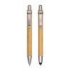 Set de deux stylos à pression en bambou, dont un avec gomme pour écran tactile