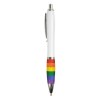 Stylo à pression en plastique ABS avec barillet blanc, grip couleur arc-en-ciel