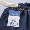 Sac à dos en coton denim recyclé, avec fermeture à cordons  et angles renforcés