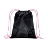 Sac à dos noir en polyester 210 T avec fermeture à cordons et cordons colorés