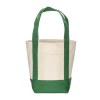 Mini sac à provisions en coton recyclé 340 g/m2 avec poignées et fond colorés. GRS