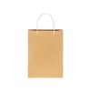 Sac en papier recyclé naturel de 150 g/m2 avec soufflet et poignées courtes colorées