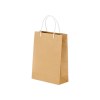 Sac en papier recyclé naturel de 150 g/m2 avec soufflet et poignées courtes colorées