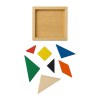 Jeu de tangram en bois coloré, 7 pièces, avec pochette en coton