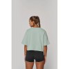 Sweat-shirt crop à manches courtes col rond femme