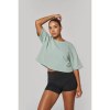 Sweat-shirt crop à manches courtes col rond femme
