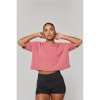 Sweat-shirt crop à manches courtes col rond femme