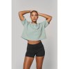 Sweat-shirt crop à manches courtes col rond femme