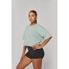 Sweat-shirt crop à manches courtes col rond femme