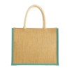 Sac en jute avec longues anses en corde et inserts colores. Avec soufflet