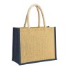 Sac en jute avec longues anses en corde et inserts colores. Avec soufflet