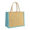 Sac en jute avec longues anses en corde et inserts colores. Avec soufflet