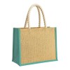 Sac en jute avec longues anses en corde et inserts colores. Avec soufflet