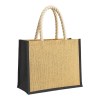 Sac en jute avec longues anses en corde et inserts colores. Avec soufflet