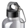Bouteille transparente en PET recycle 580 ml. Bouchon en plastique avec mousqueton
