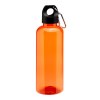 Bouteille transparente en PET recycle 580 ml. Bouchon en plastique avec mousqueton