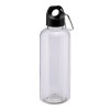 Bouteille transparente en PET recycle 580 ml. Bouchon en plastique avec mousqueton