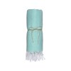 Serviette de plage en coton recycle 150 g/m2. Effet melange et franges