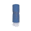 Serviette de plage en coton recycle 150 g/m2. Effet melange et franges
