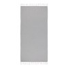 Serviette de plage en coton recycle 150 g/m2. Effet melange et franges